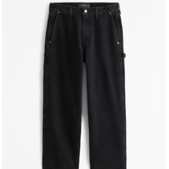 ABERCROMBIE & FITCH Men's Baggy Workwear Black Jeans--NWT--34x32 - Picture 2 of 16